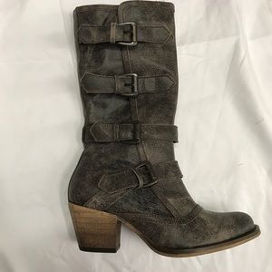 Dingo new leather boot w/4 straps brown